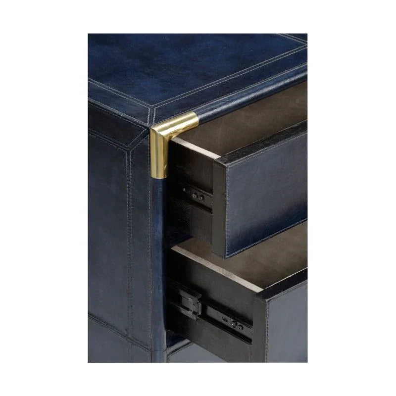 Atticus Dark Blue Leather Wrapped Cabinet - LOOMLAN - Chelsea House - Accent Cabinets