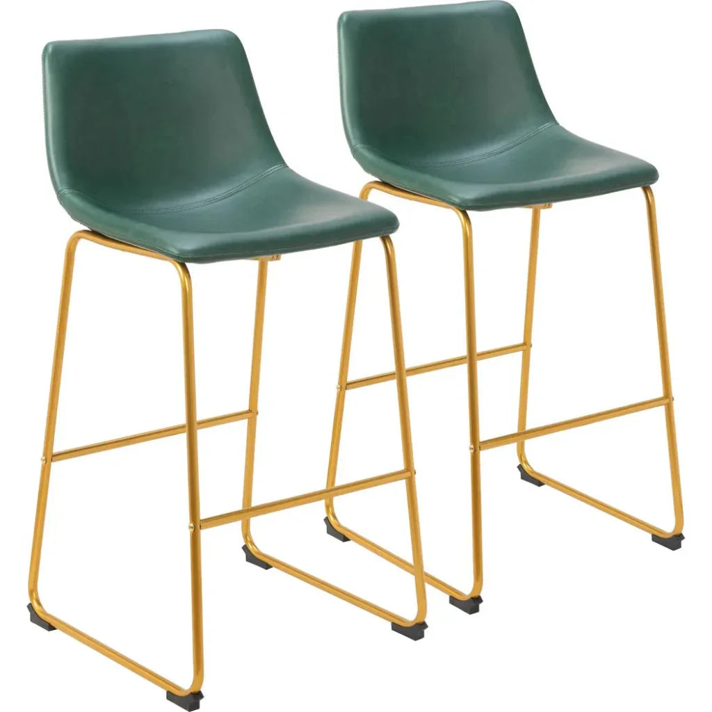 Augusta Leather Barstool 2PC - LOOMLAN - Zuo Modern - Bar Stools