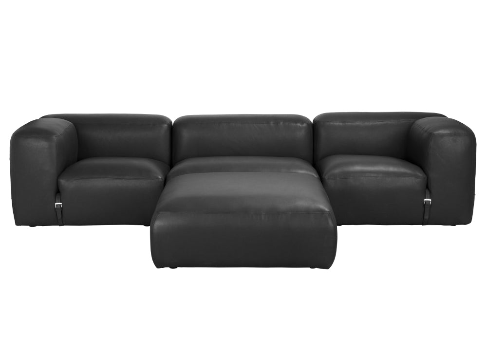 Augustus Black Leather Modular Sofa-Modular Sofas-Noir-LOOMLAN