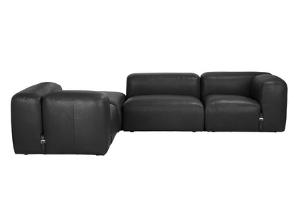 Augustus Black Leather Modular Sofa-Modular Sofas-Noir-LOOMLAN
