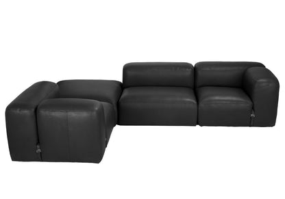 Augustus Black Leather Modular Sofa-Modular Sofas-Noir-LOOMLAN