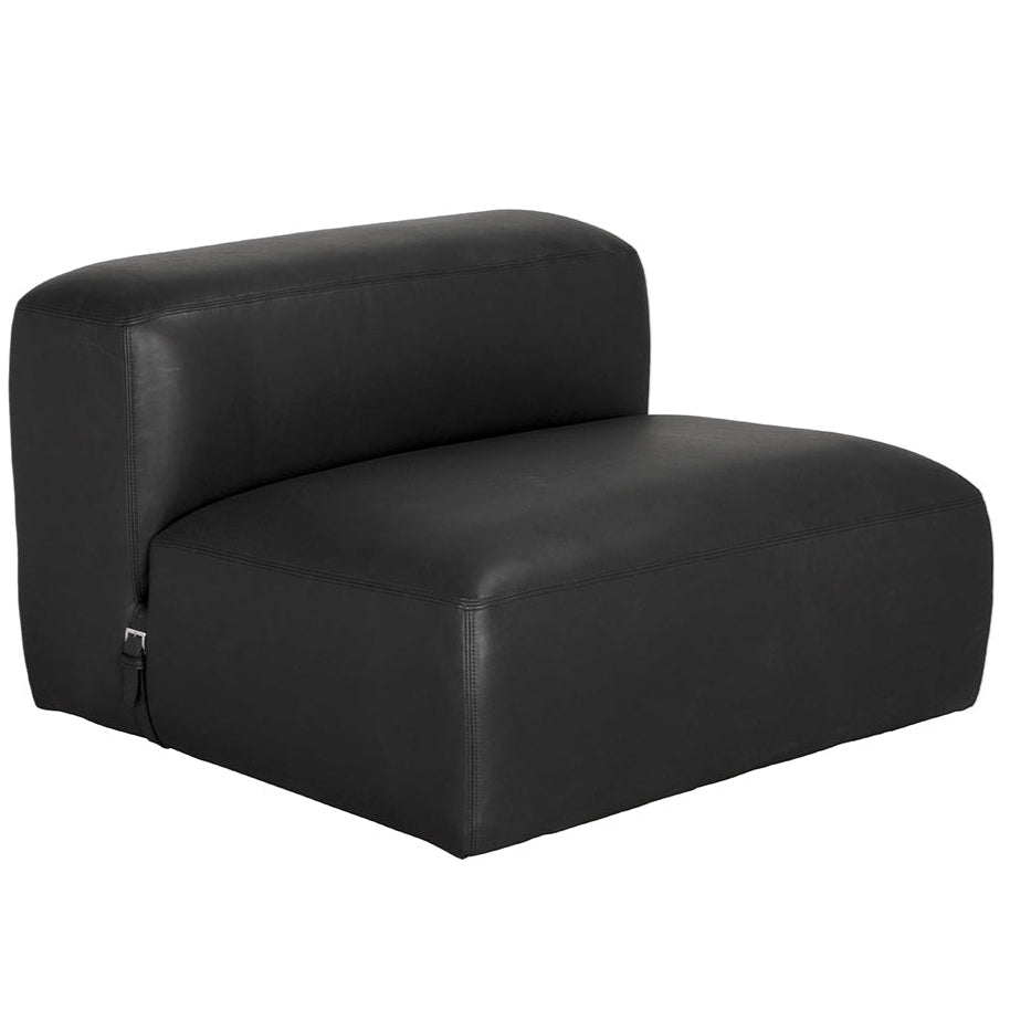 Augustus Black Leather Modular Sofa-Modular Sofas-Noir-LOOMLAN