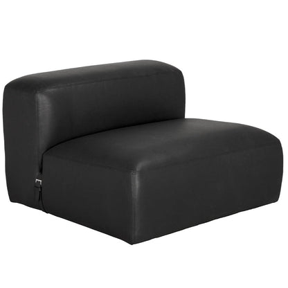 Augustus Black Leather Modular Sofa-Modular Sofas-Noir-LOOMLAN