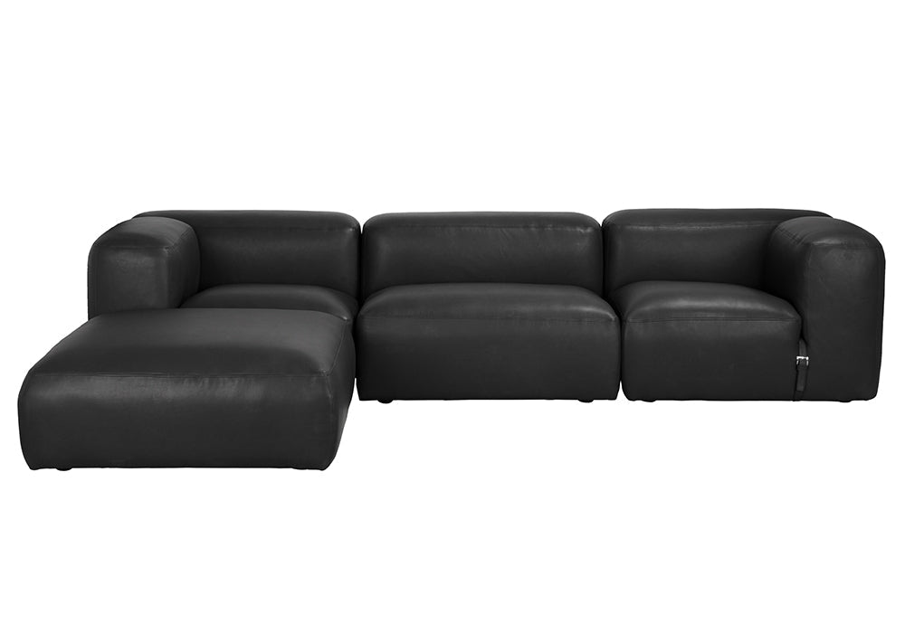 Augustus Matte Black Leather Modular Sofa-Modular Sofas-Noir-LOOMLAN
