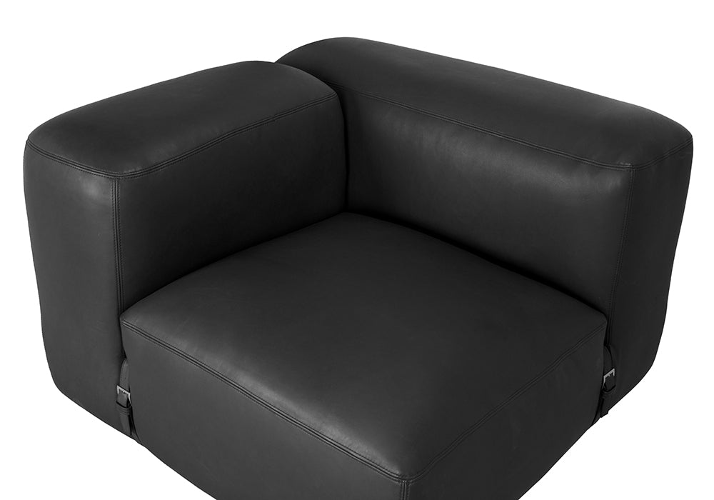 Augustus Matte Black Leather Modular Sofa-Modular Sofas-Noir-LOOMLAN