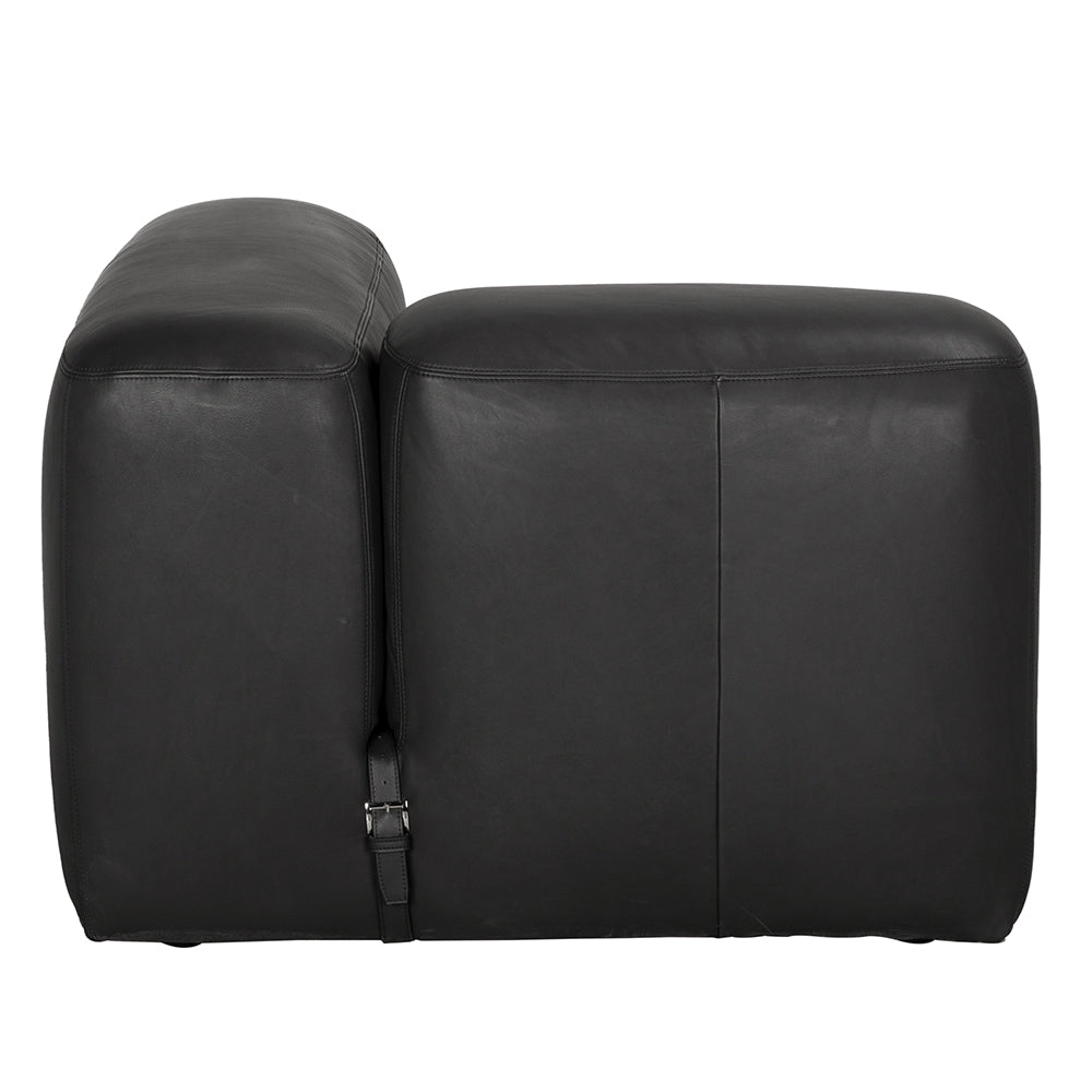 Augustus Matte Black Leather Modular Sofa-Modular Sofas-Noir-LOOMLAN