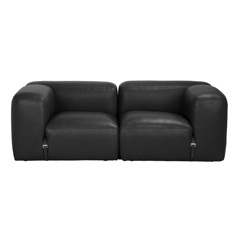 Augustus Matte Black Leather Modular Sofa-Modular Sofas-Noir-LOOMLAN