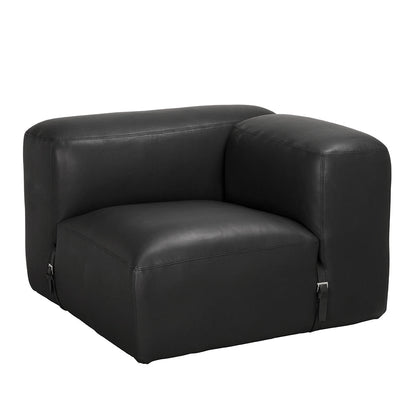 Augustus Matte Black Leather Modular Sofa-Modular Sofas-Noir-Right Facing-LOOMLAN