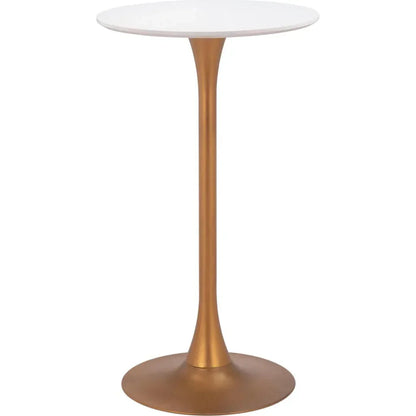 Auray White and Gold Round Bar Table - LOOMLAN - Zuo Modern - Bar Tables