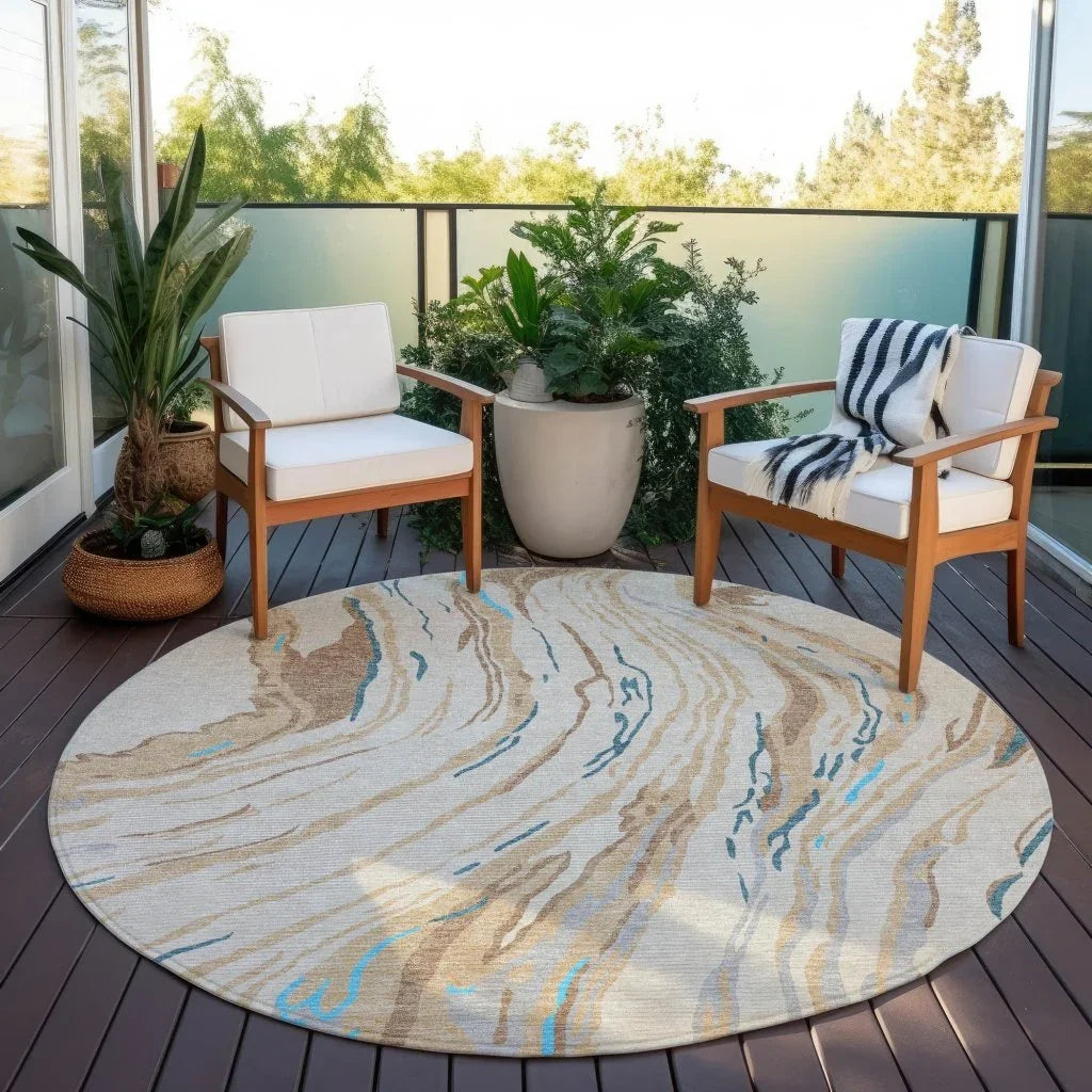 Aureva Beige Washable Indoor-Outdoor Rug-Outdoor Rugs-LOOMLAN Rugs-LOOMLAN