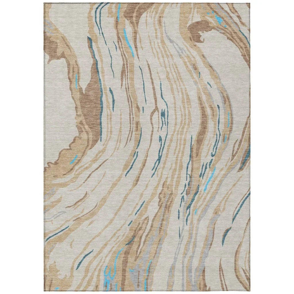Aureva Beige Washable Indoor-Outdoor Rug-Outdoor Rugs-LOOMLAN Rugs-2'6" x 3'10"-LOOMLAN