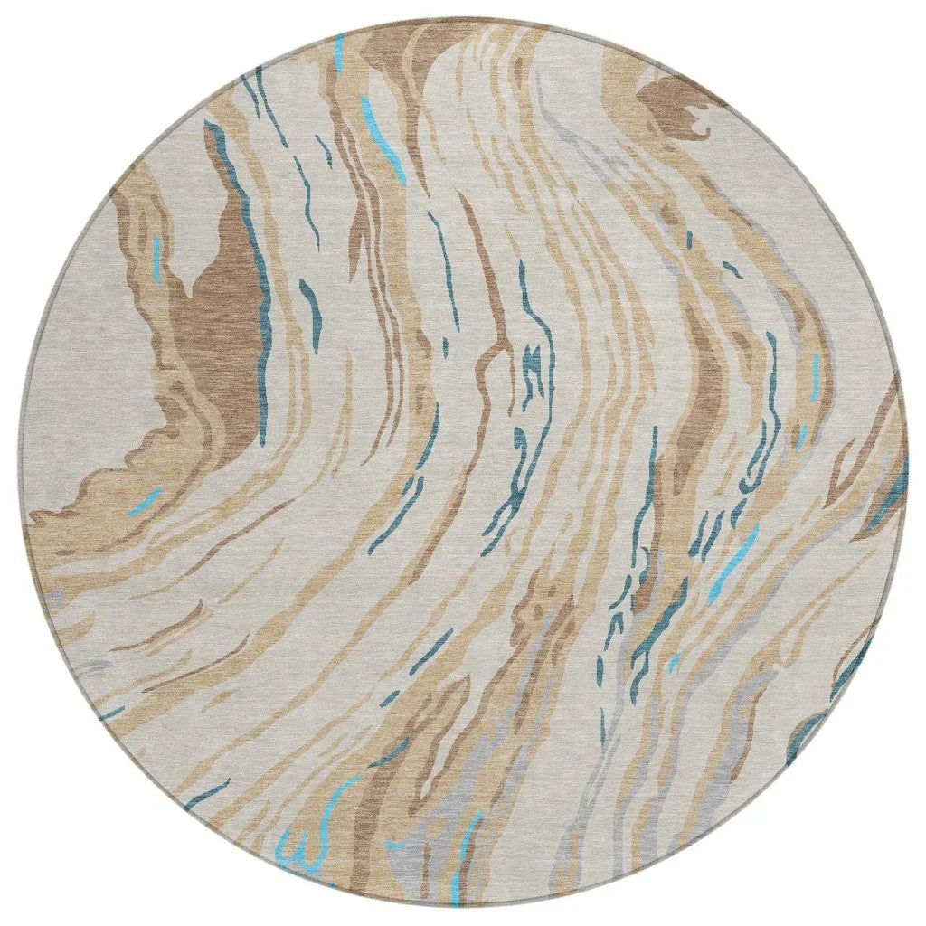 Aureva Beige Washable Indoor-Outdoor Rug-Outdoor Rugs-LOOMLAN Rugs-8' x 8'-LOOMLAN