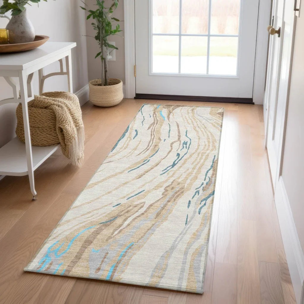 Aureva Beige Washable Indoor-Outdoor Rug-Outdoor Rugs-LOOMLAN Rugs-LOOMLAN
