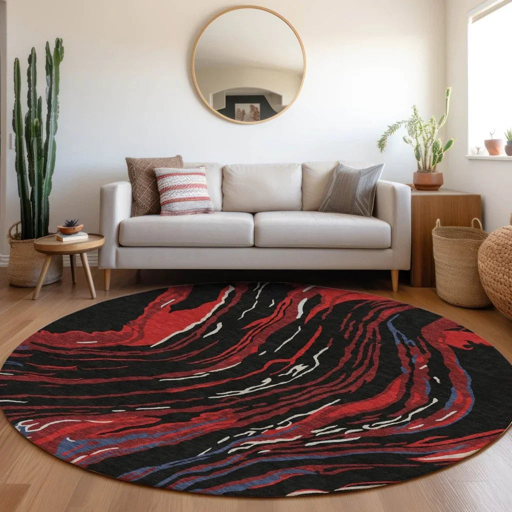Aureva Black Washable Indoor-Outdoor Rug-Outdoor Rugs-LOOMLAN Rugs-LOOMLAN