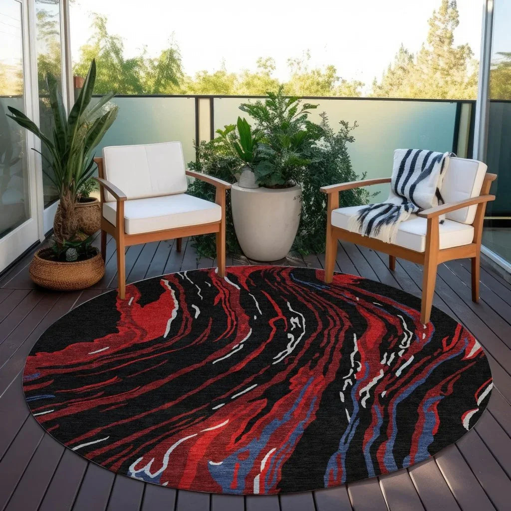 Aureva Black Washable Indoor-Outdoor Rug-Outdoor Rugs-LOOMLAN Rugs-LOOMLAN