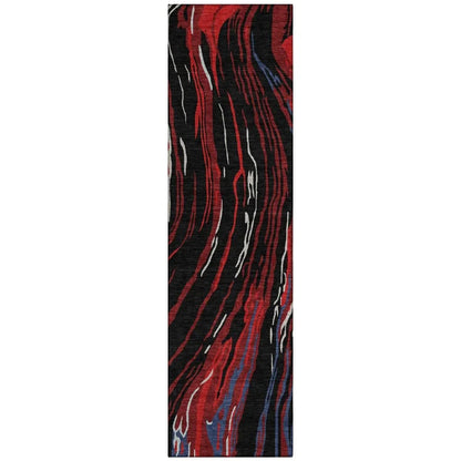 Aureva Black Washable Indoor-Outdoor Rug-Outdoor Rugs-LOOMLAN Rugs-2'3" x 7'6"-LOOMLAN