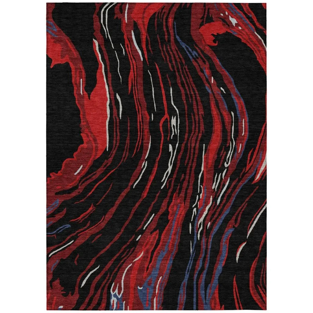 Aureva Black Washable Indoor-Outdoor Rug-Outdoor Rugs-LOOMLAN Rugs-2'6" x 3'10"-LOOMLAN