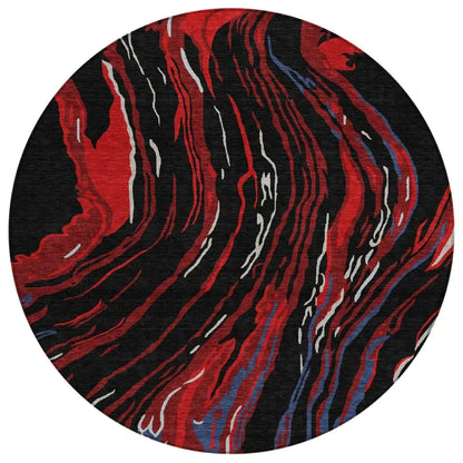 Aureva Black Washable Indoor-Outdoor Rug-Outdoor Rugs-LOOMLAN Rugs-8' x 8'-LOOMLAN