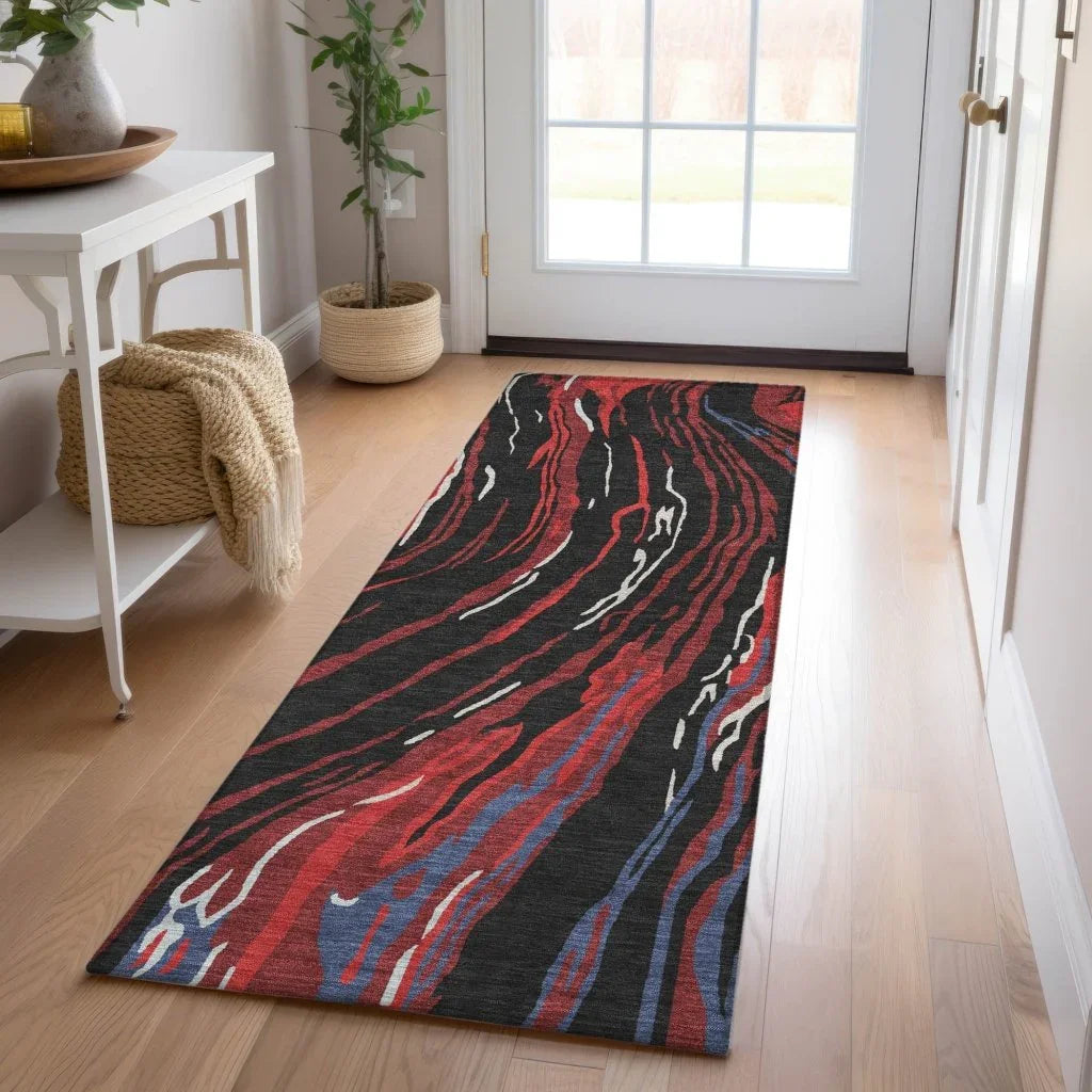 Aureva Black Washable Indoor-Outdoor Rug-Outdoor Rugs-LOOMLAN Rugs-LOOMLAN