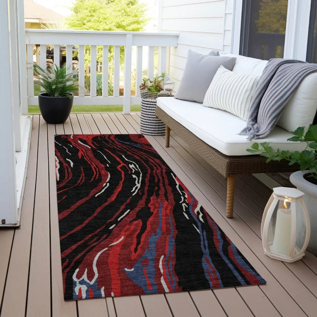 Aureva Black Washable Indoor-Outdoor Rug-Outdoor Rugs-LOOMLAN Rugs-LOOMLAN