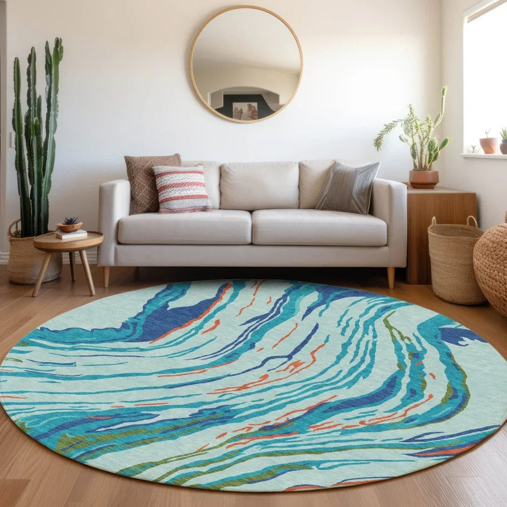 Aureva Blue Washable Indoor-Outdoor Rug-Outdoor Rugs-LOOMLAN Rugs-LOOMLAN