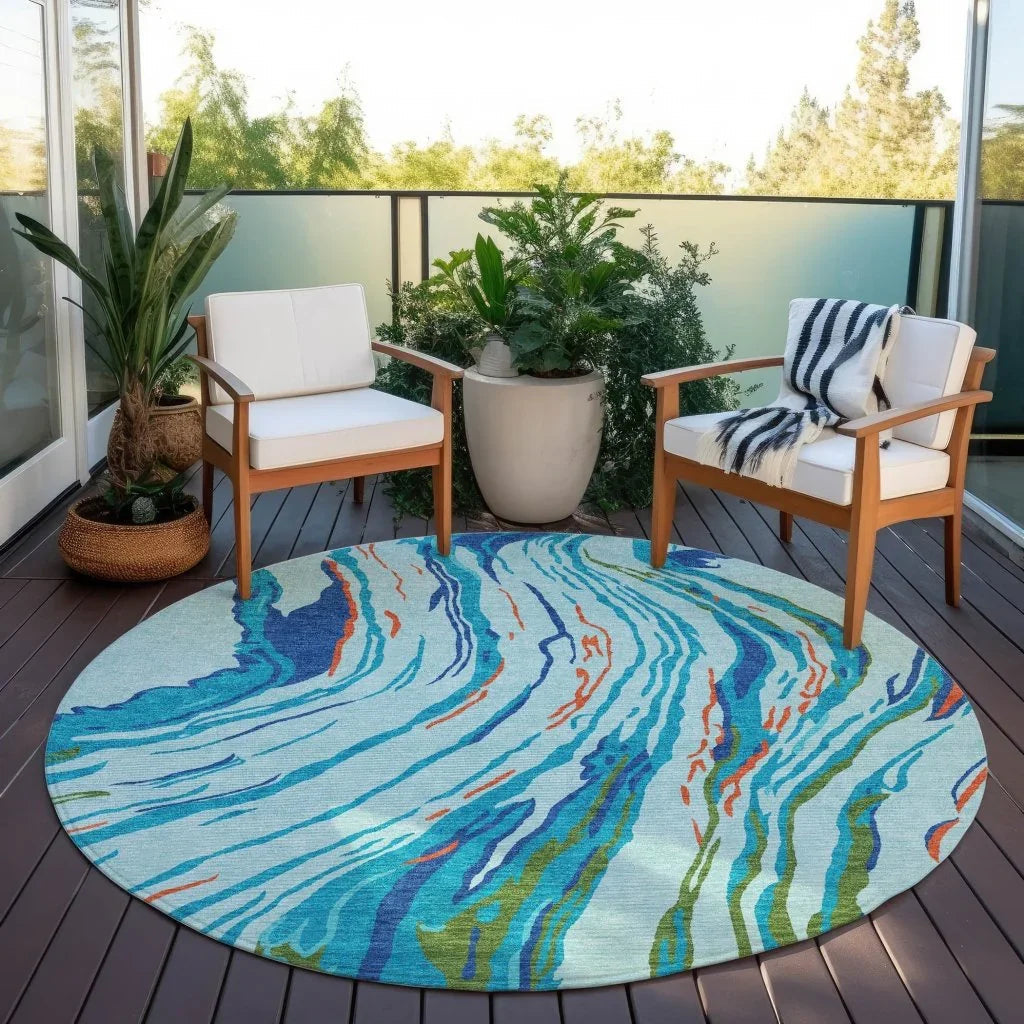 Aureva Blue Washable Indoor-Outdoor Rug-Outdoor Rugs-LOOMLAN Rugs-LOOMLAN