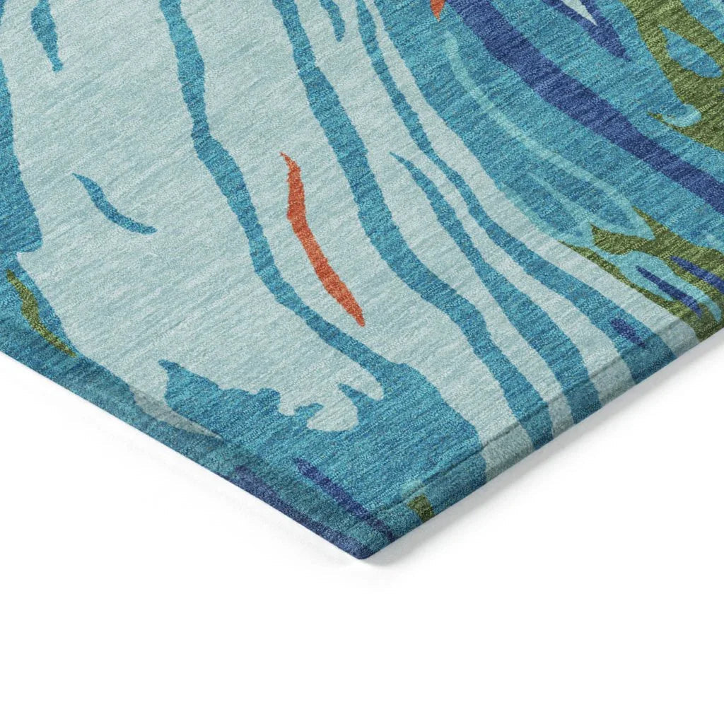 Aureva Blue Washable Indoor-Outdoor Rug-Outdoor Rugs-LOOMLAN Rugs-LOOMLAN