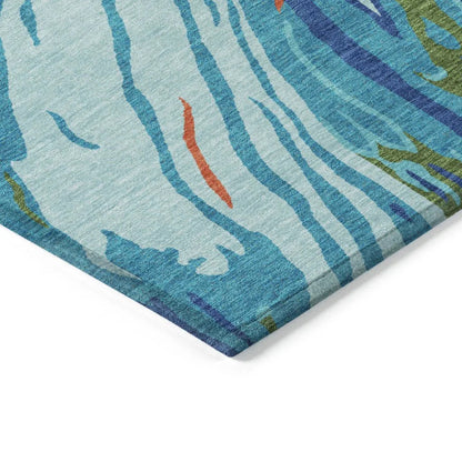 Aureva Blue Washable Indoor-Outdoor Rug-Outdoor Rugs-LOOMLAN Rugs-LOOMLAN