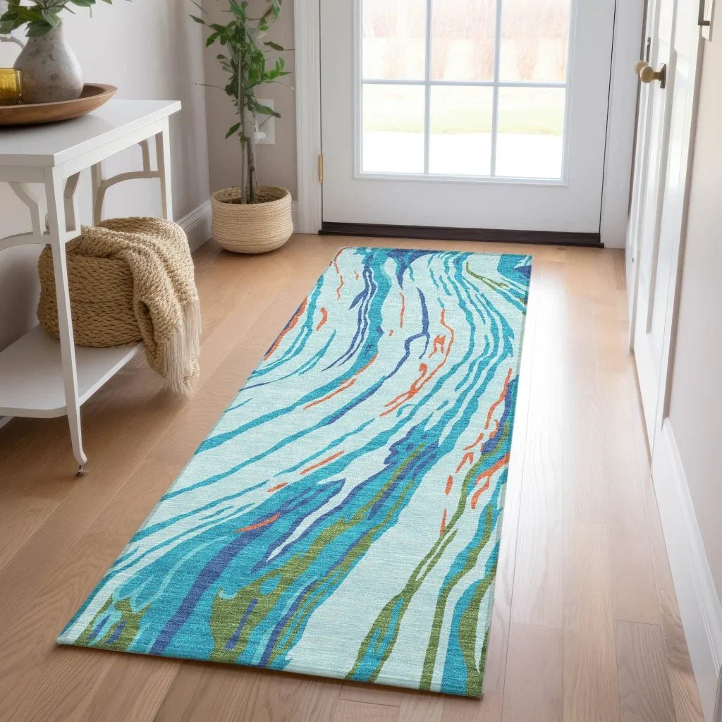 Aureva Blue Washable Indoor-Outdoor Rug-Outdoor Rugs-LOOMLAN Rugs-LOOMLAN