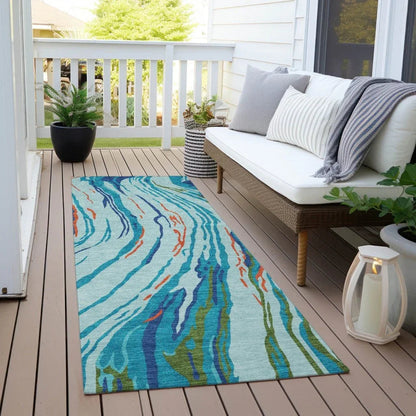 Aureva Blue Washable Indoor-Outdoor Rug-Outdoor Rugs-LOOMLAN Rugs-LOOMLAN