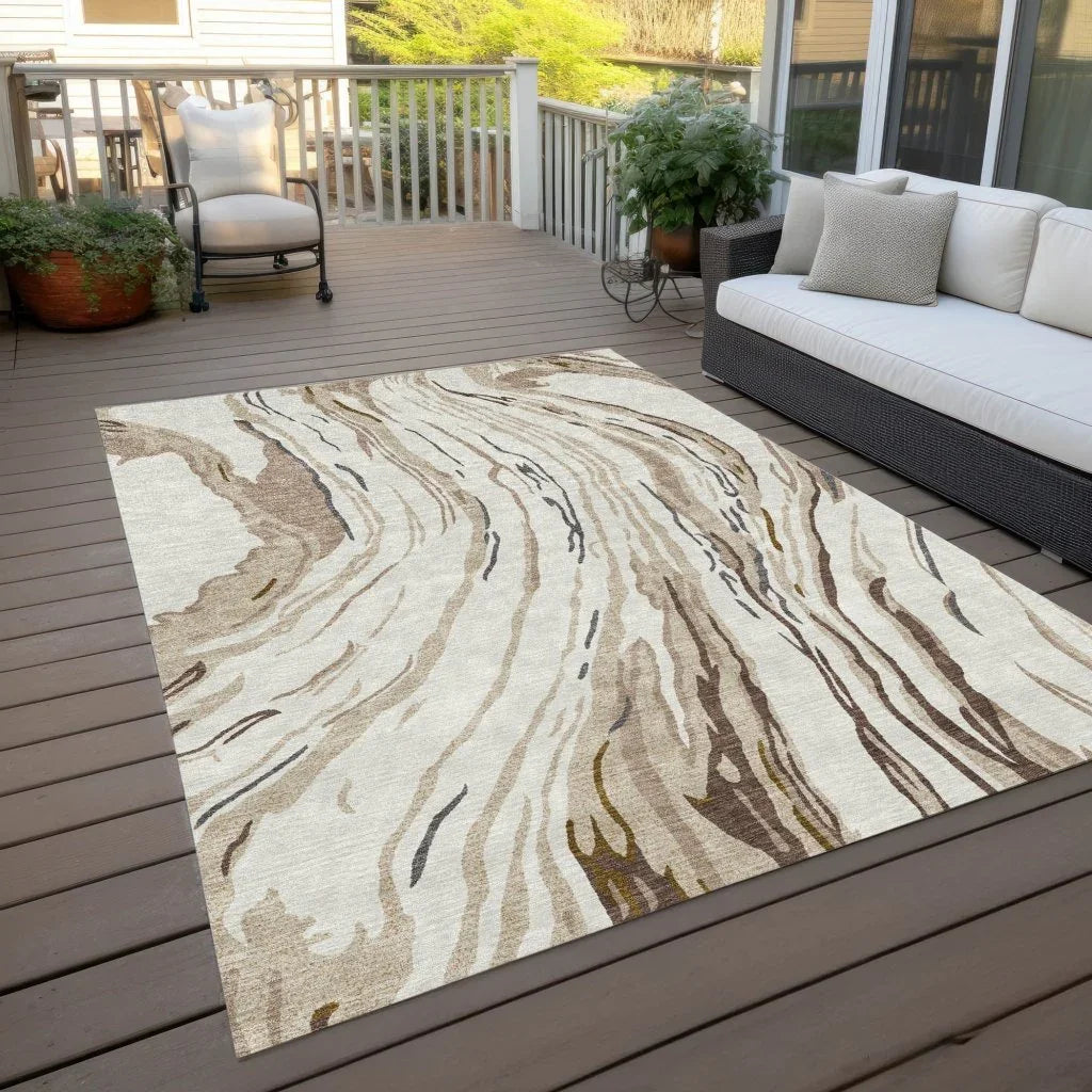 Aureva Ivory Washable Indoor-Outdoor Rug-Outdoor Rugs-LOOMLAN Rugs-LOOMLAN