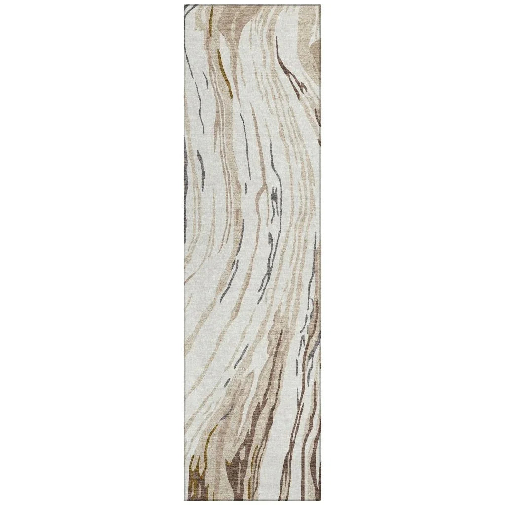 Aureva Ivory Washable Indoor-Outdoor Rug-Outdoor Rugs-LOOMLAN Rugs-2'3" x 7'6"-LOOMLAN