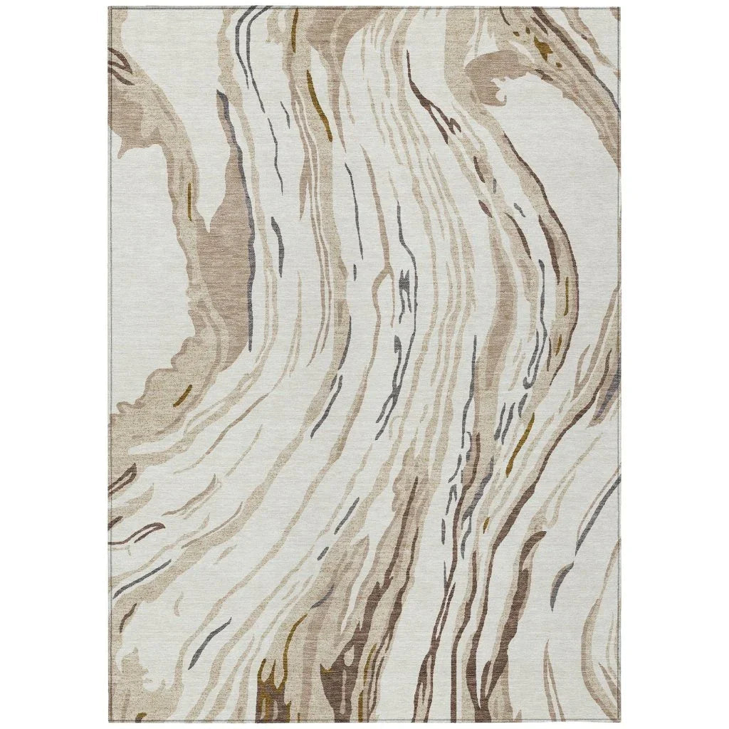 Aureva Ivory Washable Indoor-Outdoor Rug-Outdoor Rugs-LOOMLAN Rugs-2'6" x 3'10"-LOOMLAN