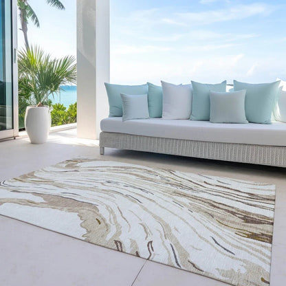Aureva Ivory Washable Indoor-Outdoor Rug-Outdoor Rugs-LOOMLAN Rugs-LOOMLAN