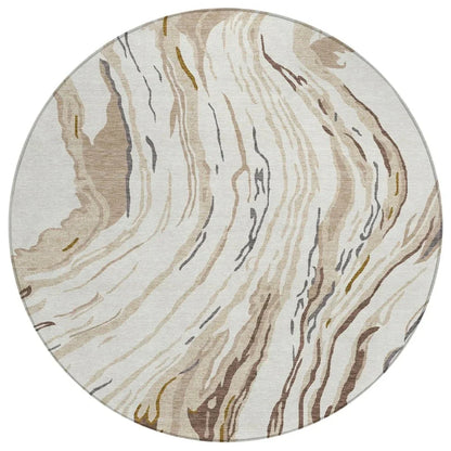 Aureva Ivory Washable Indoor-Outdoor Rug-Outdoor Rugs-LOOMLAN Rugs-8' x 8'-LOOMLAN