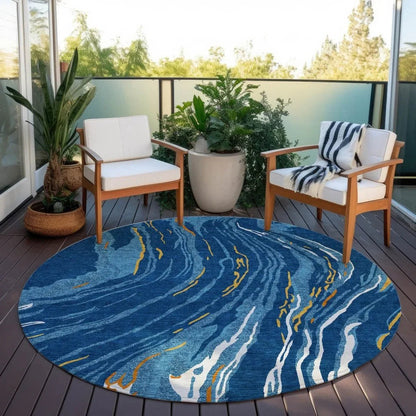 Aureva Navy Washable Indoor-Outdoor Rug-Outdoor Rugs-LOOMLAN Rugs-LOOMLAN