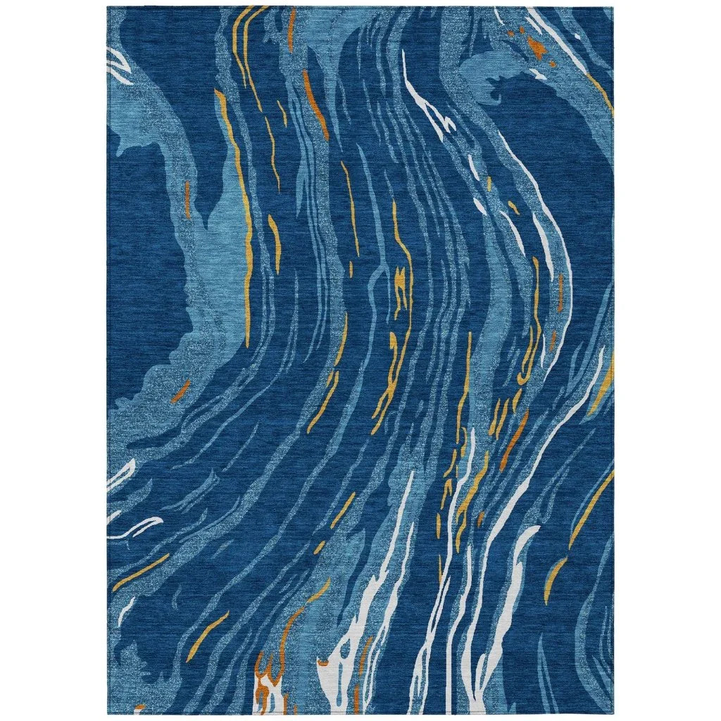 Aureva Navy Washable Indoor-Outdoor Rug-Outdoor Rugs-LOOMLAN Rugs-2'6" x 3'10"-LOOMLAN