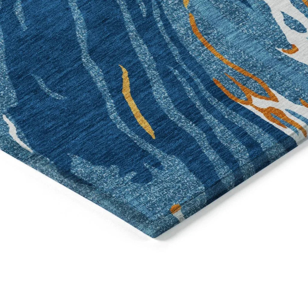 Aureva Navy Washable Indoor-Outdoor Rug-Outdoor Rugs-LOOMLAN Rugs-LOOMLAN