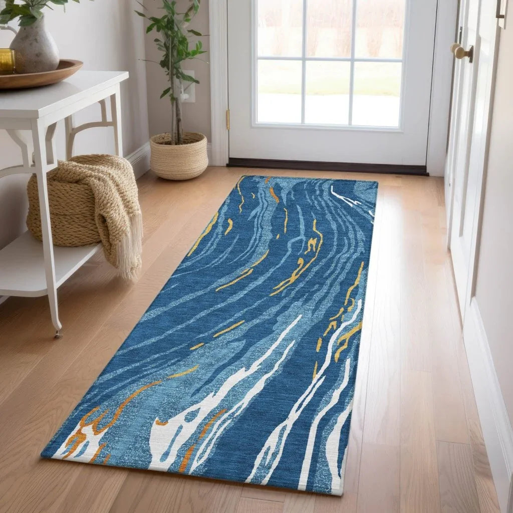 Aureva Navy Washable Indoor-Outdoor Rug-Outdoor Rugs-LOOMLAN Rugs-LOOMLAN