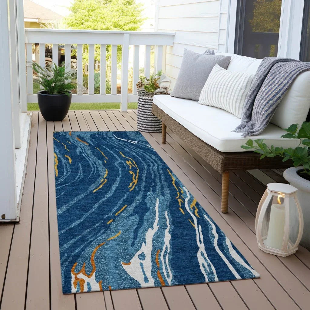 Aureva Navy Washable Indoor-Outdoor Rug-Outdoor Rugs-LOOMLAN Rugs-LOOMLAN