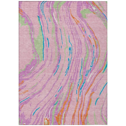 Aureva Pink Washable Indoor-Outdoor Rug-Outdoor Rugs-LOOMLAN Rugs-2'6" x 3'10"-LOOMLAN