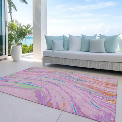 Aureva Pink Washable Indoor-Outdoor Rug-Outdoor Rugs-LOOMLAN Rugs-LOOMLAN