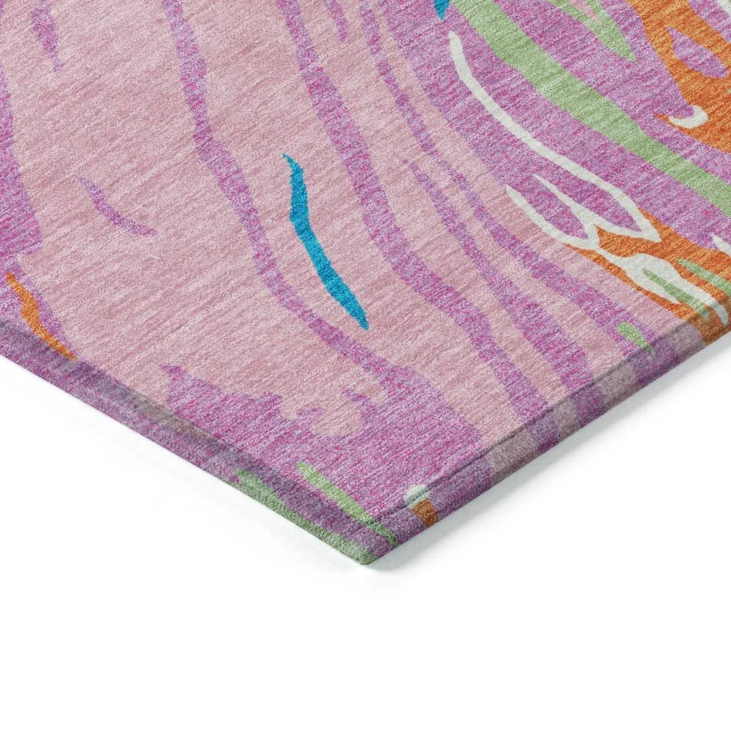 Aureva Pink Washable Indoor-Outdoor Rug-Outdoor Rugs-LOOMLAN Rugs-LOOMLAN