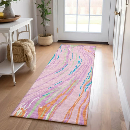 Aureva Pink Washable Indoor-Outdoor Rug-Outdoor Rugs-LOOMLAN Rugs-LOOMLAN