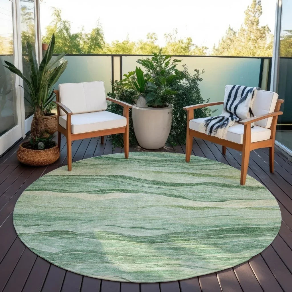 Aurienne Green Washable Indoor - Outdoor Rug - LOOMLAN - LOOMLAN Rugs - Outdoor Rugs