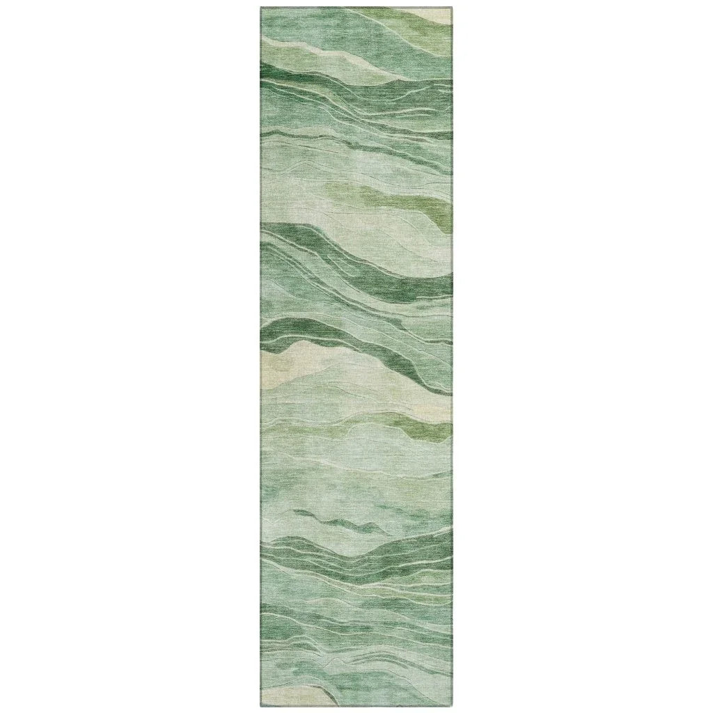 Aurienne Green Washable Indoor - Outdoor Rug - LOOMLAN - LOOMLAN Rugs - Outdoor Rugs
