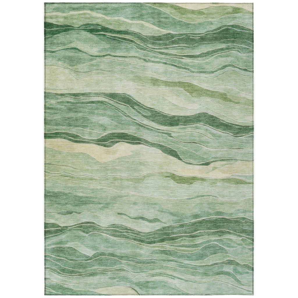 Aurienne Green Washable Indoor - Outdoor Rug - LOOMLAN - LOOMLAN Rugs - Outdoor Rugs