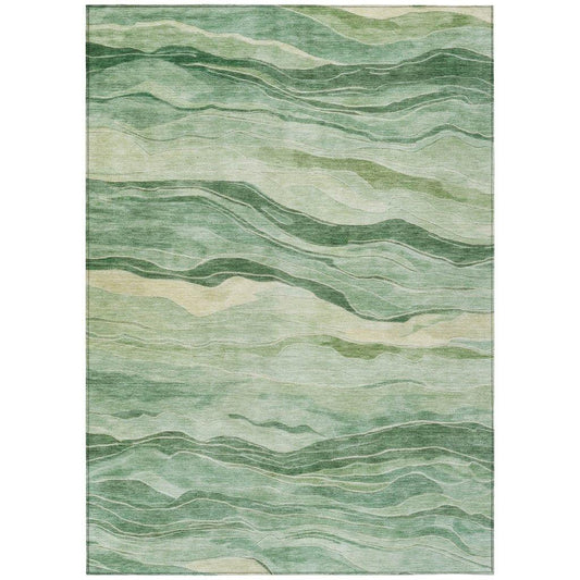 Aurienne Green Washable Indoor - Outdoor Rug - LOOMLAN - LOOMLAN Rugs - Outdoor Rugs