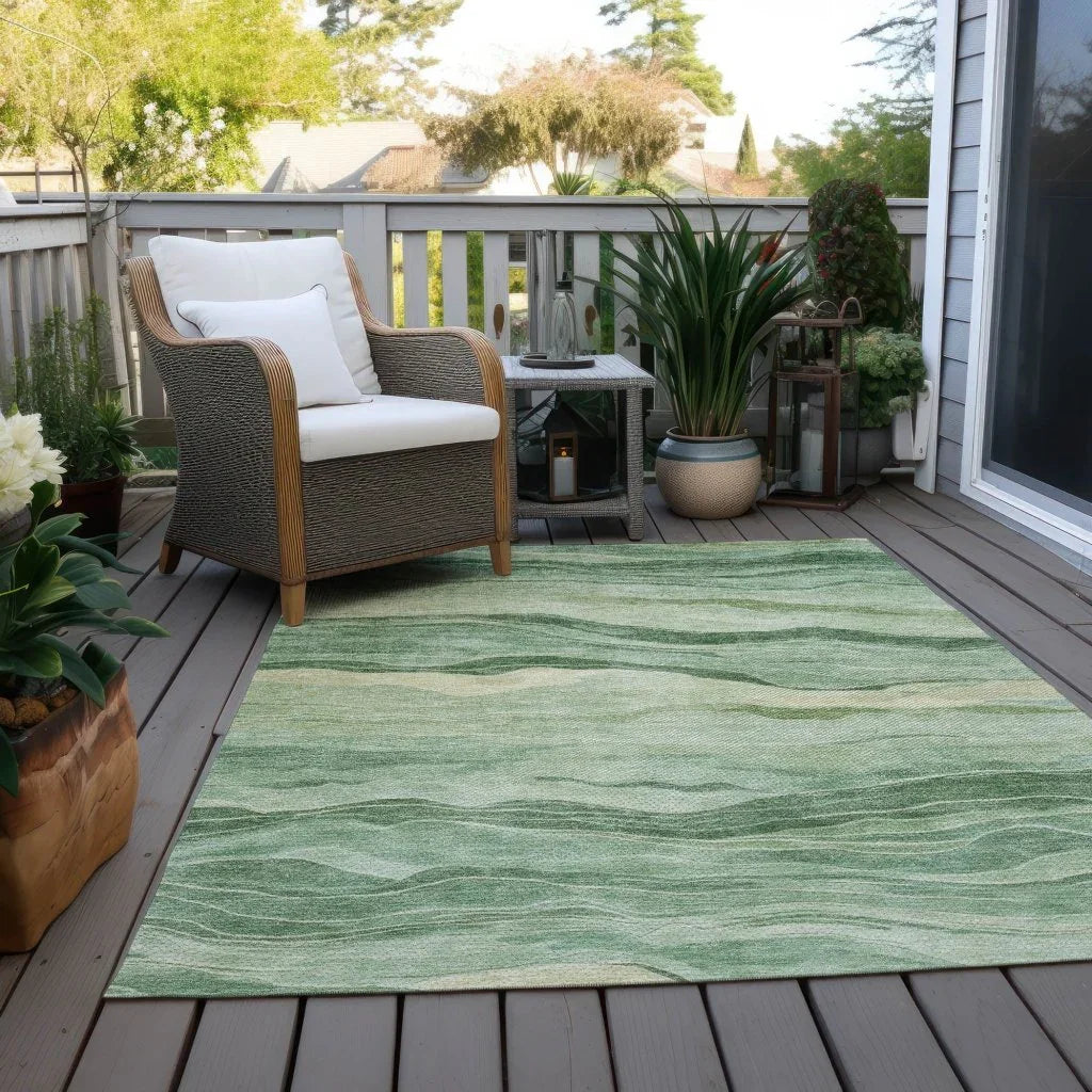 Aurienne Green Washable Indoor - Outdoor Rug - LOOMLAN - LOOMLAN Rugs - Outdoor Rugs