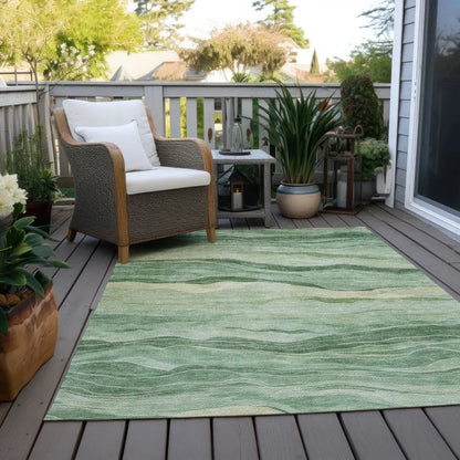 Aurienne Green Washable Indoor - Outdoor Rug - LOOMLAN - LOOMLAN Rugs - Outdoor Rugs